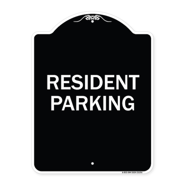 Signmission Parking Resident Parking Heavy-Gauge Aluminum Architectural Sign, 24" x 18", BW-1824-23356 A-DES-BW-1824-23356 - main